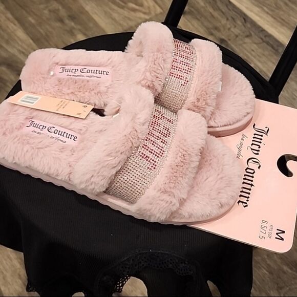 Juicy Couture Halo 2 Rhinestone Logo Slippers- Mauve - Picture 10 of 10